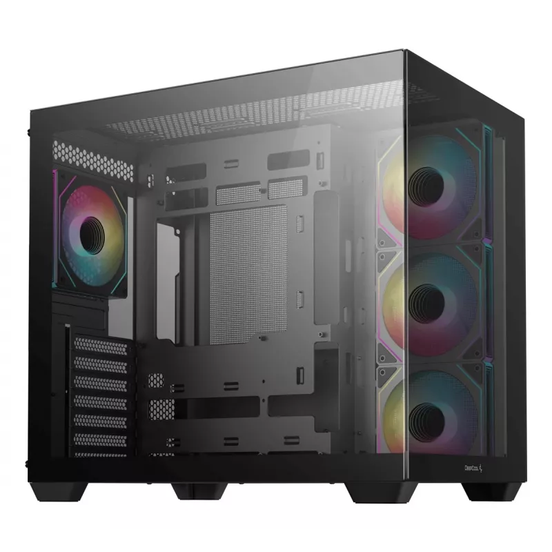 Caja de PC DeepCool CG530 4F semitorre negra — cristal templado, ATX/ITX/Micro ATX, 3 ventiladores de 120mm, USB-C