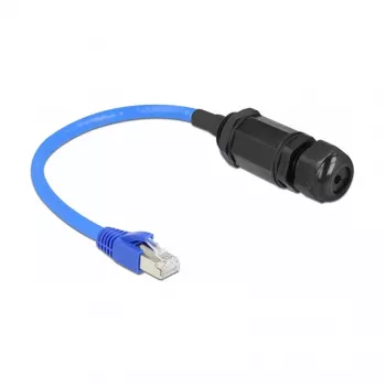 Cable de red DELOCK Cat6 SF/UTP (S-FTP) 0,25 m — RJ-45 a RJ-45, negro/azul