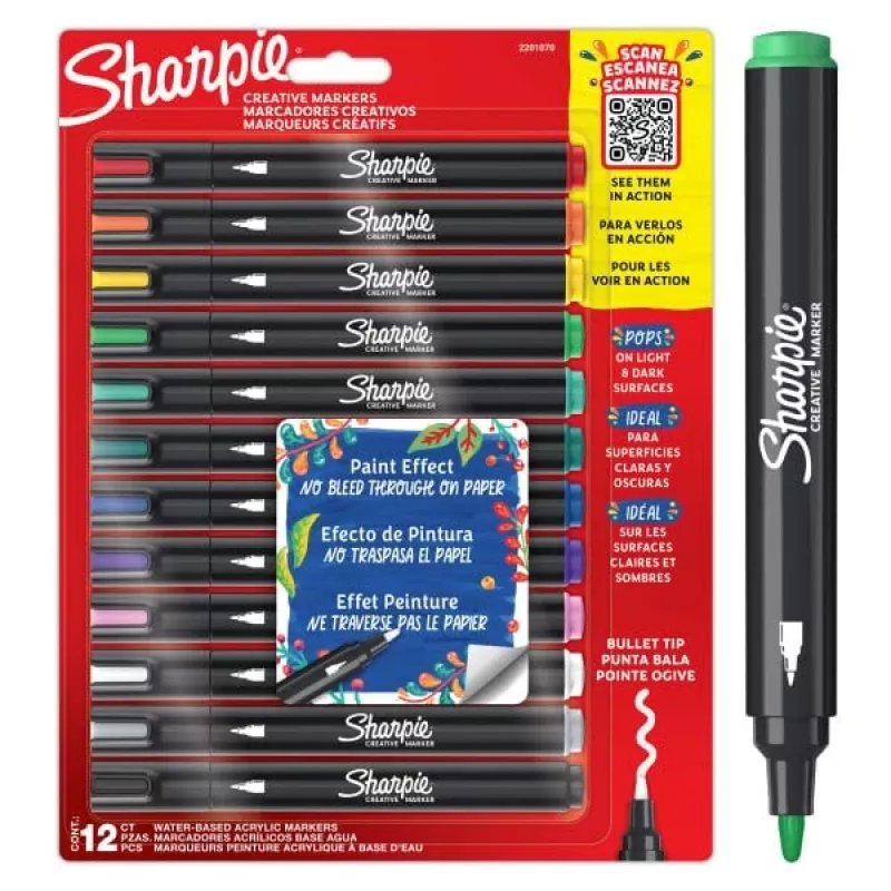 Rotuladores acrílicos Sharpie Creative Marker 12 uds. punta redonda Negro