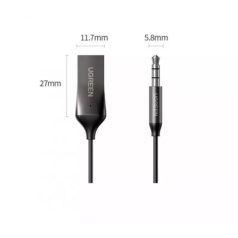 UGREEN CM309 receptor de audio Bluetooth 5.0, USB, conector AUX de 3,5 mm, negro