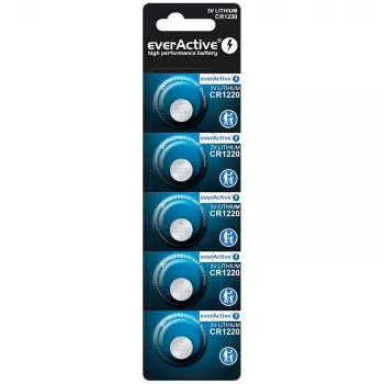 Pila de botón de litio everActive CR1220 — 3V, 40 mAh, 12,5×2 mm, de un solo uso, 5 uds.