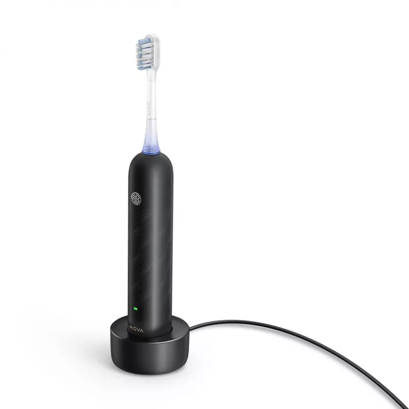 Cepillo de dientes eléctrico sónico MOVA Fresh Pro Adult negro con batería de Li‑Ion integrada, 4 modos de cepillado