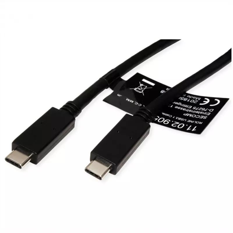 Cable USB ROLINE 11.02.9056 0,5 m USB 3.2 Gen 2 10 Gbit/s USB C negro