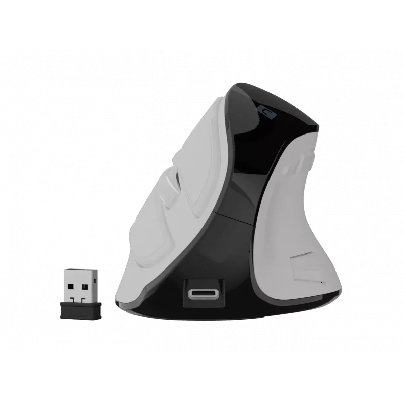 Ratón vertical inalámbrico NATEC Euphoniе Pro Bluetooth 5.0, 4000 DPI, programable, silencioso, blanco