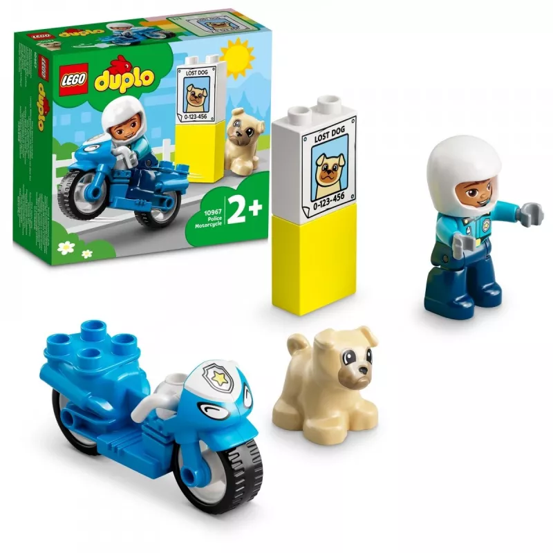 Set de moto de juguete LEGO Duplo Policía 10967 con ruedas móviles y figura de policía