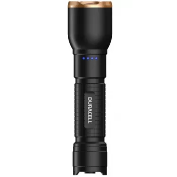 Linterna Duracell DF2500R — negra, linterna de mano recargable