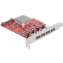 Delock tarjeta PCI Express x4 a 4 x SuperSpeed USB 10 Gbps (USB 3.2 Gen 2) conector hembra USB Type-A - Adaptador USB - PCIe 3.0 x4 - USB 3.2 Gen 2 x 4 (90481)
