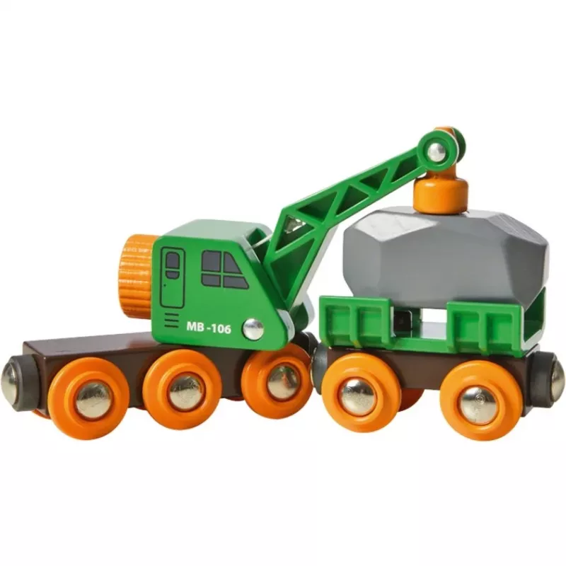 Vagón BRIO Clever Crane Wagon Lift and Load negro verde