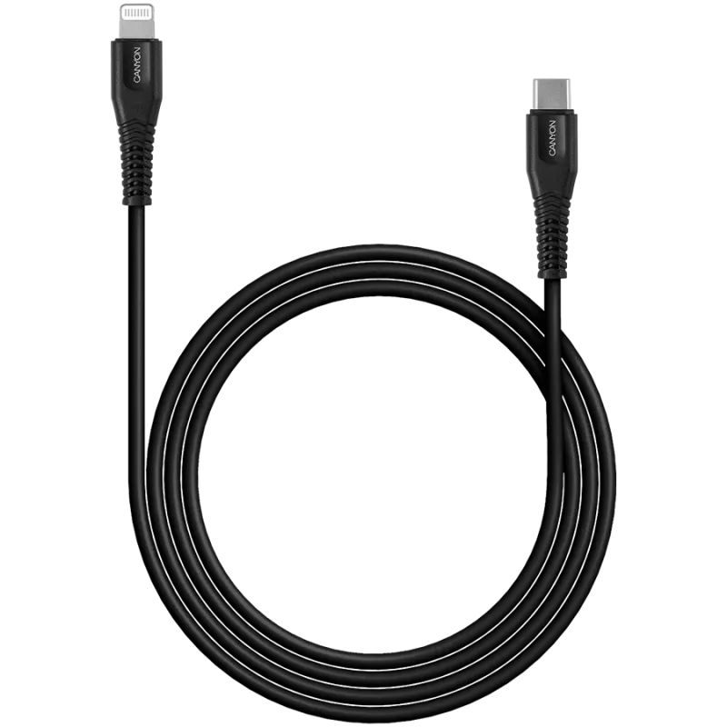 CANYON Cable MFI-4 Type-C a Lightning 1,2m Negro