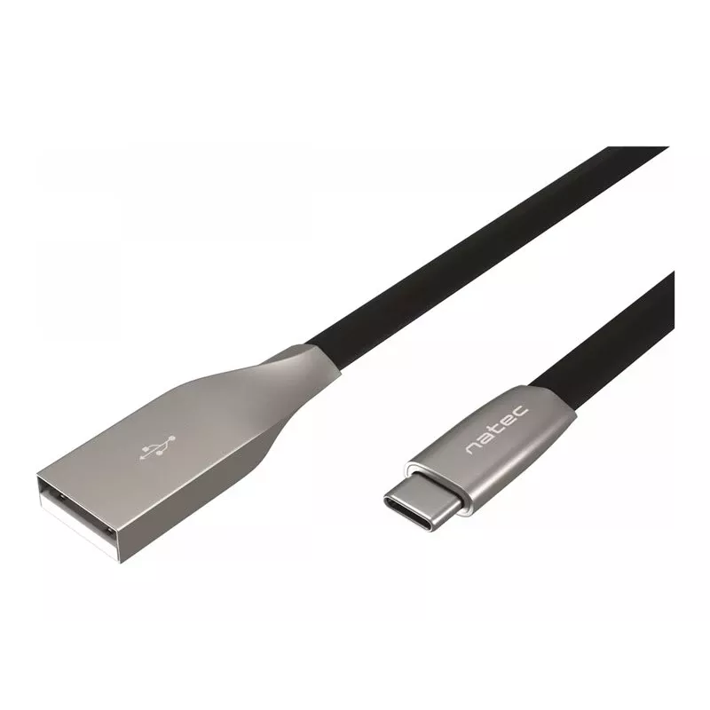 Cable NATEC USB-C/A 2.0 1 m negro metal