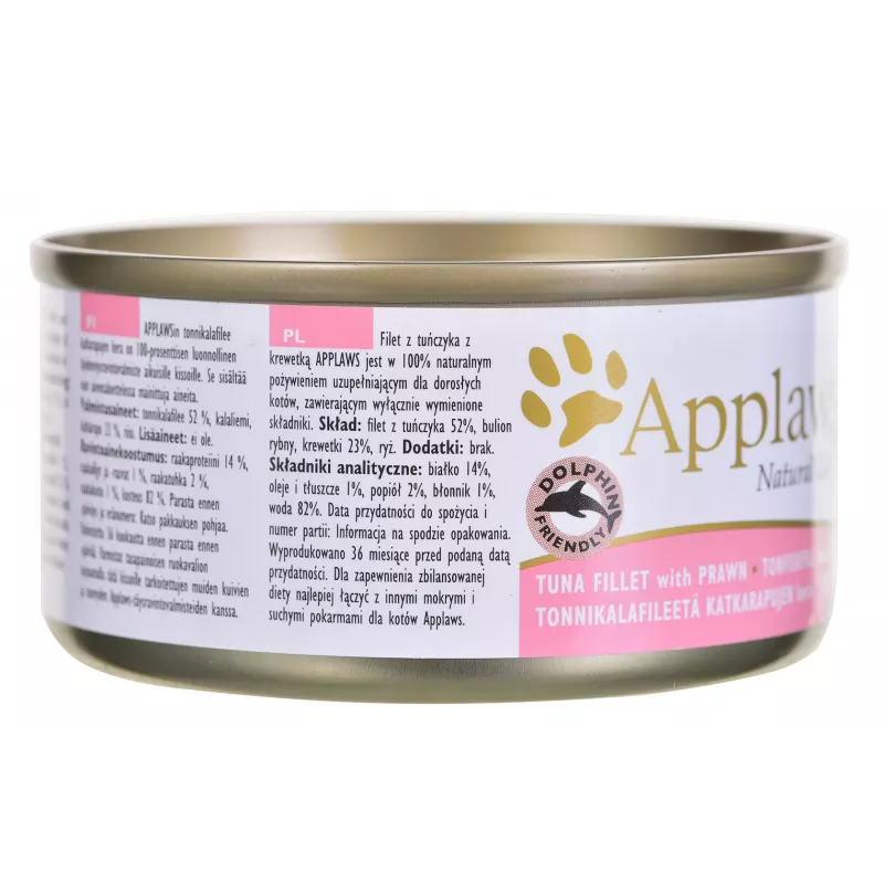 APPLAWS Filete de atún con gamba en caldo - Comida húmeda para gatos - 70 g