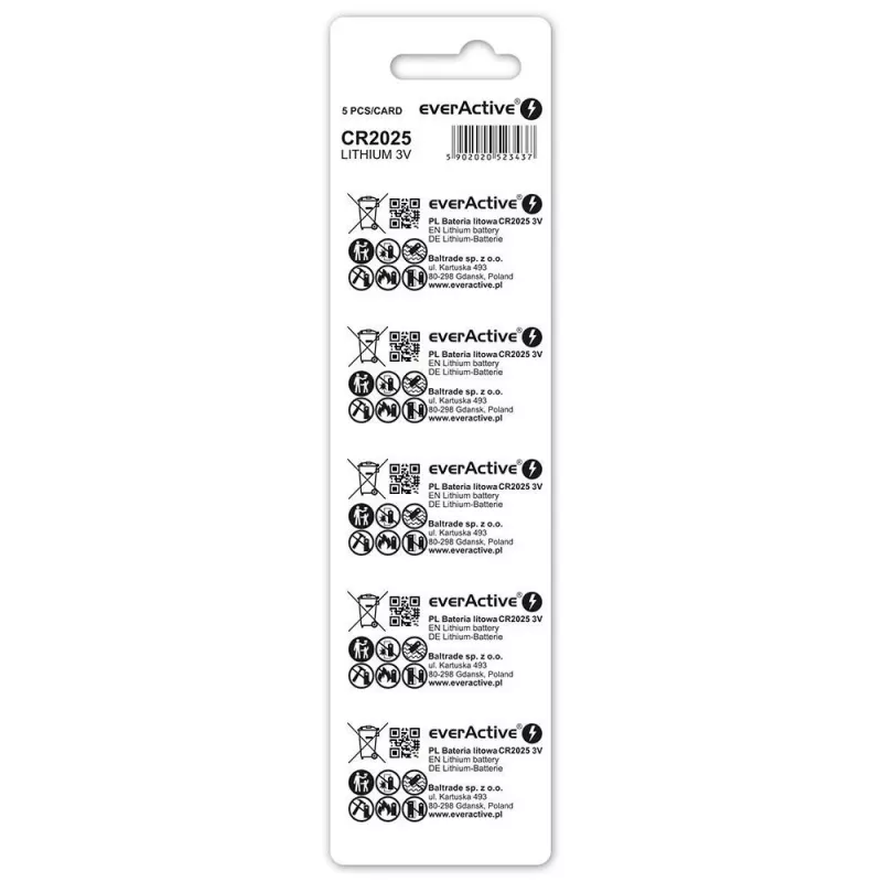 Pila de litio mini everActive CR2025 - Blíster 5 uds.