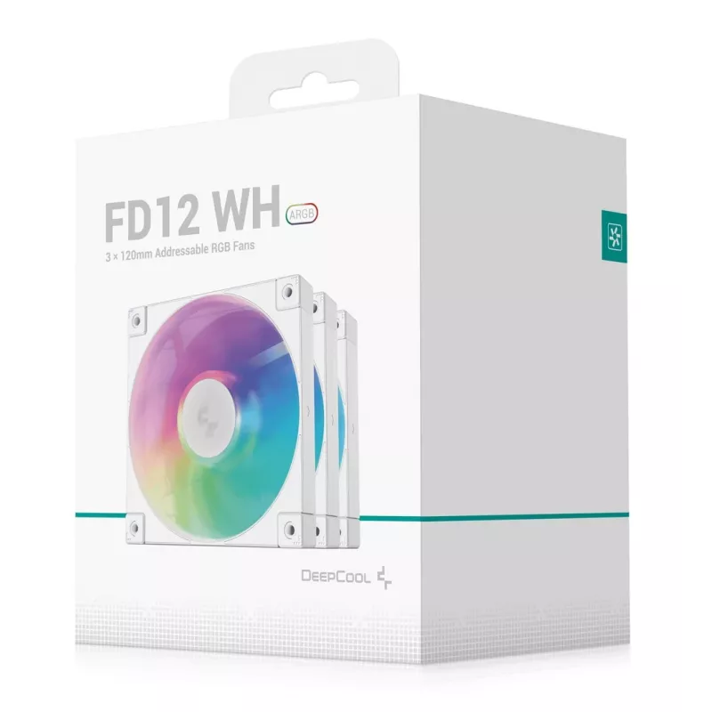 DeepCool FD12 ARGB WH R-FD12-WHAPN3-G ventiladores de caja, 120 mm, 3 uds., blancos