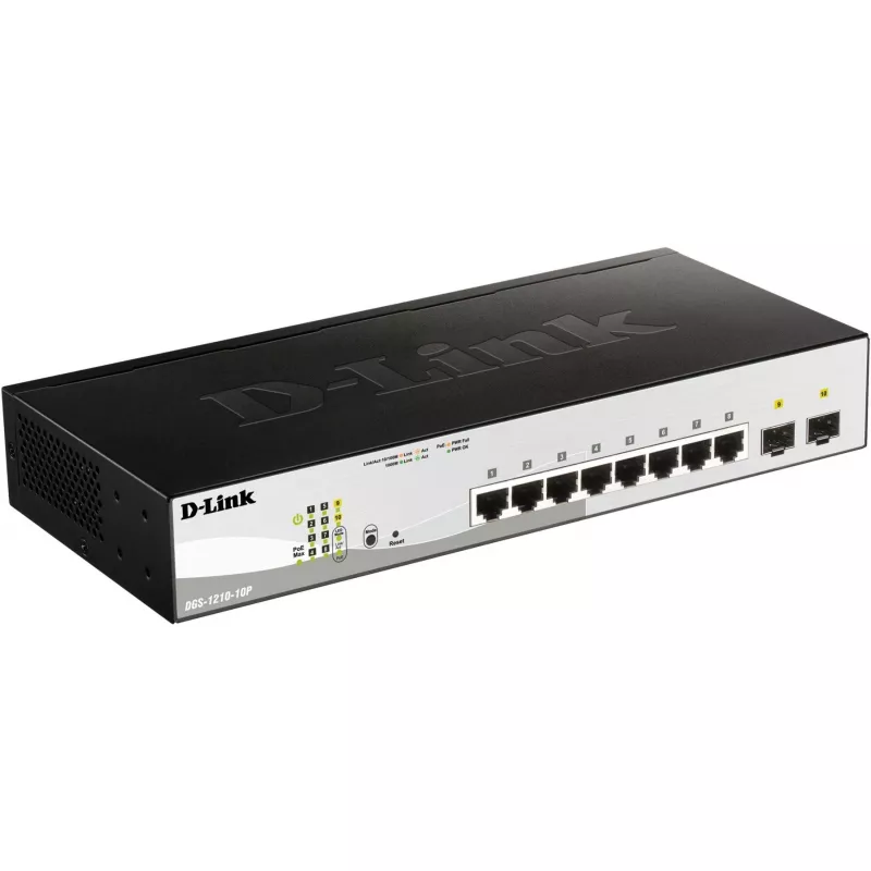 D-Link DGS-1210-10P Managed L2 Gigabit Ethernet (10/100/1000) Power over Ethernet (PoE) 1U Negro