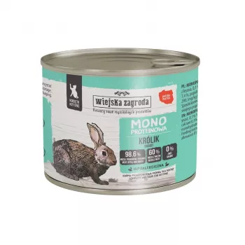 Comida húmeda para gatos wiejskazagroda monoproteína conejo 200 g — comida húmeda monoproteica, conejo, junior, 200 g, sin gluten ni soja