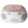 Radio radiocasete portátil Reflexion RCR2260DAB — blanca/rosa, radio digital DAB+, funcionamiento con batería y red eléctrica