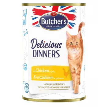 BUTCHER'S Delicious Dinners Chicken Jellied Pieces - Comida húmeda para gatos - 400 g