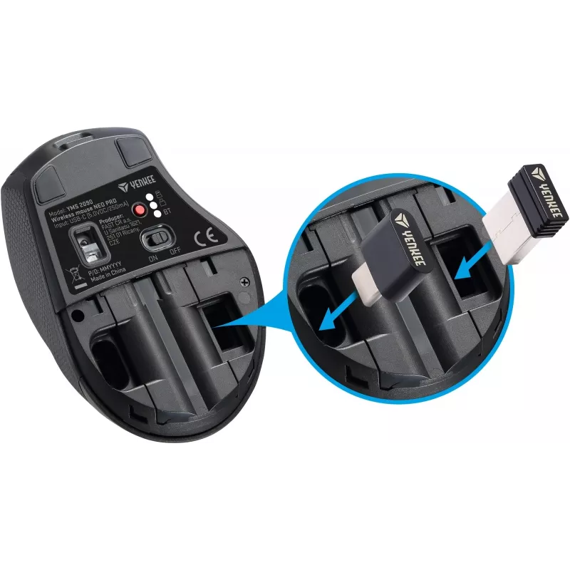 YENKEE YMS2090 NEO PRO ratón inalámbrico dual, Bluetooth + USB A/C, recargable
