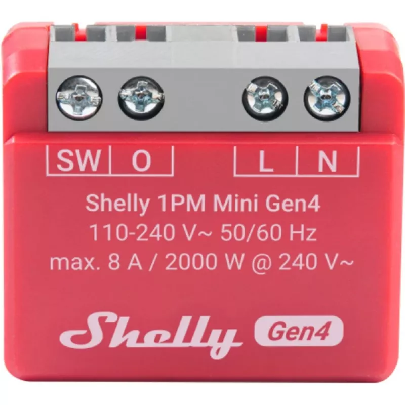 Shelly 1PM Mini Gen4 pack de 2 — relé inteligente Wi-Fi Shelly con medición de potencia, formato de módulo compacto