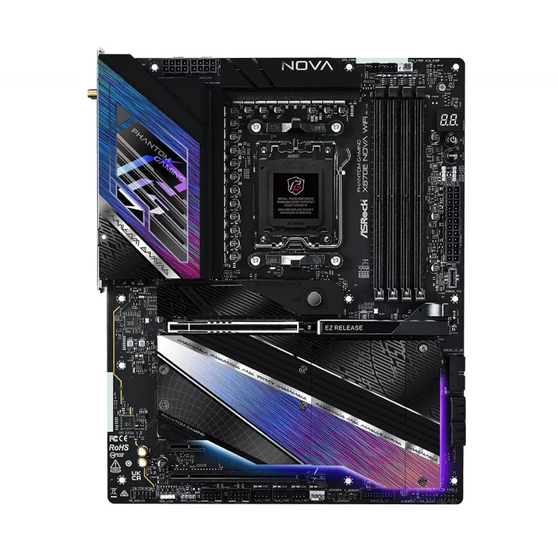 Placa base ASRock X870 NOVA WIFI — AMD X870, zócalo AM5, ATX, 4× DIMM DDR5, 256 GB, Wi-Fi 7, 2,5 GbE