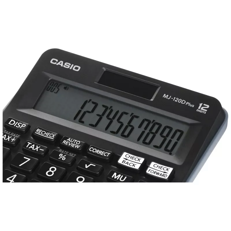 Casio MJ-120D Plus calculadora de sobremesa, 12 dígitos, con pilas/solar, negra
