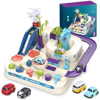 Set de pista de carreras de juguete Extralink TOYS — set de coche inteligente, piezas de pista modulares, vehículos a pilas