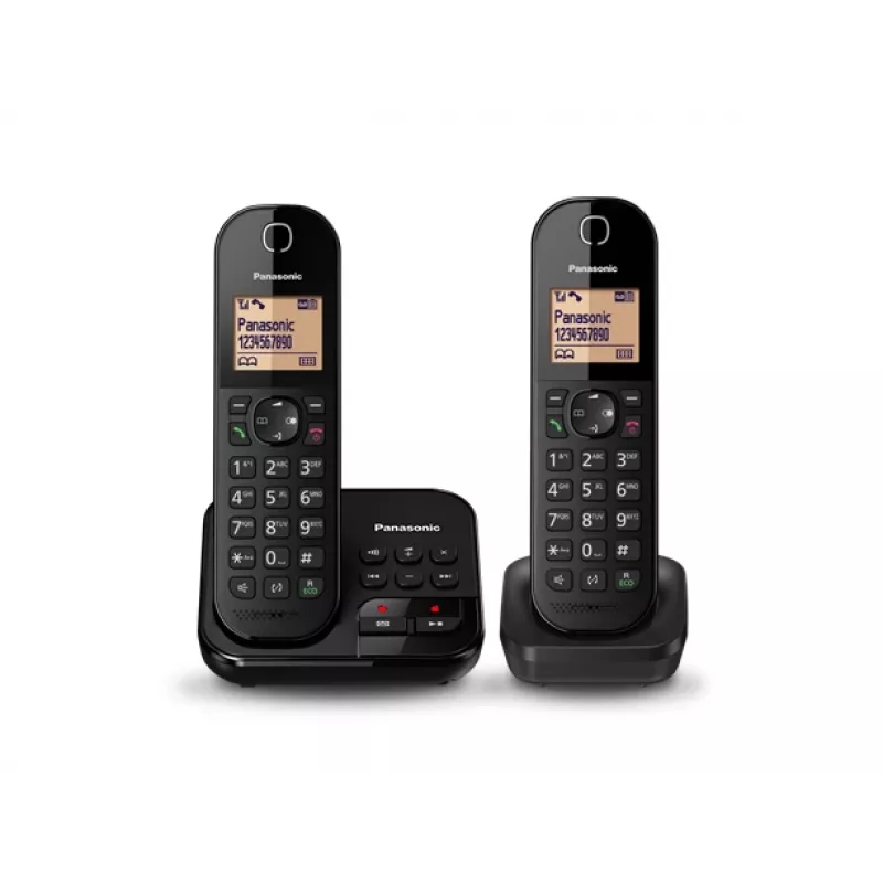 Panasonic KX-TGC422G - Teléfono inalámbrico - Contestador automático con identificación de llamadas - DECT - Negro + auricular adicional (KX-TGC422GB)