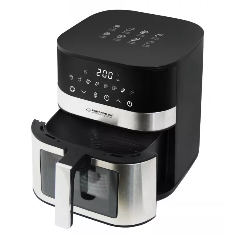 Freidora de aire ESPERANZA Pesce Alla Griglia 5 L, freidora de aire sin aceite, 1400 W, 8 programas, 200 °C, control táctil