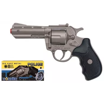 Revolver de juguete de metal Pulio Police 33/0 (Modelo 15533) – construcción metálica, disparo de proyectil de juguete