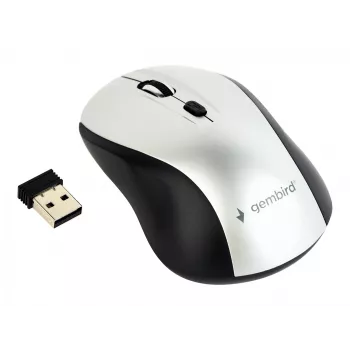 Ratón óptico inalámbrico Gembird MUSW-4B-02-BS, RF, ambidiestro, 1600 DPI, 4 botones, plata/negro