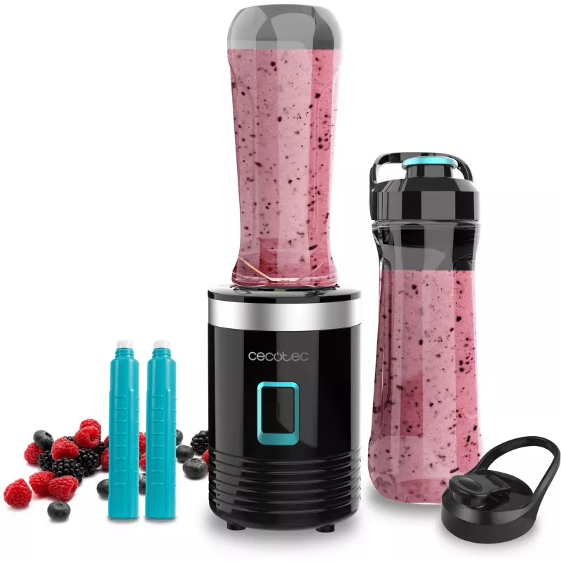 Cecotec Power Titanium 350 EasyGo batidora de vaso, 350 W, 2 vasos de 600 ml, negro