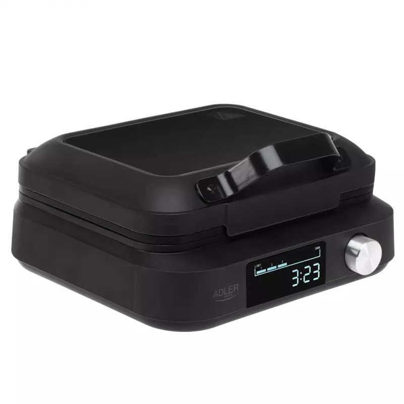 Gofrera Adler AD 3087 — gofrera eléctrica belga, 2200 W, 2 placas rectangulares 9×17 cm, negra