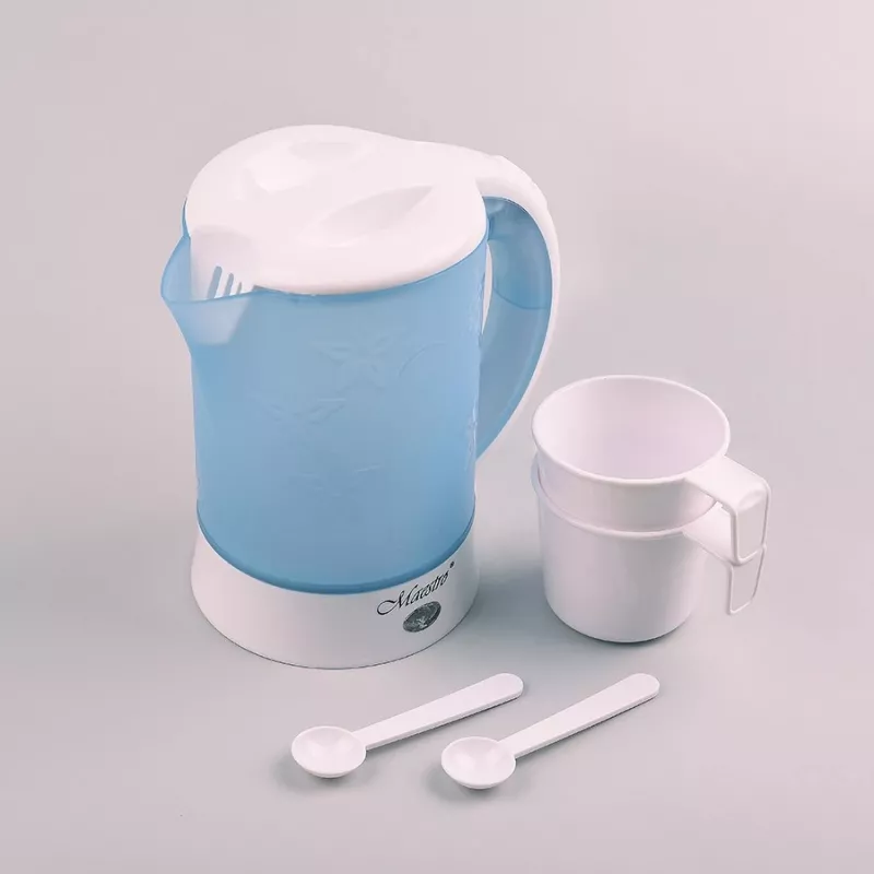 Hervidor de agua eléctrico Maestro MR010 0,6 l 600 W — Azul/Blanco, indicador de nivel de agua, filtro antical