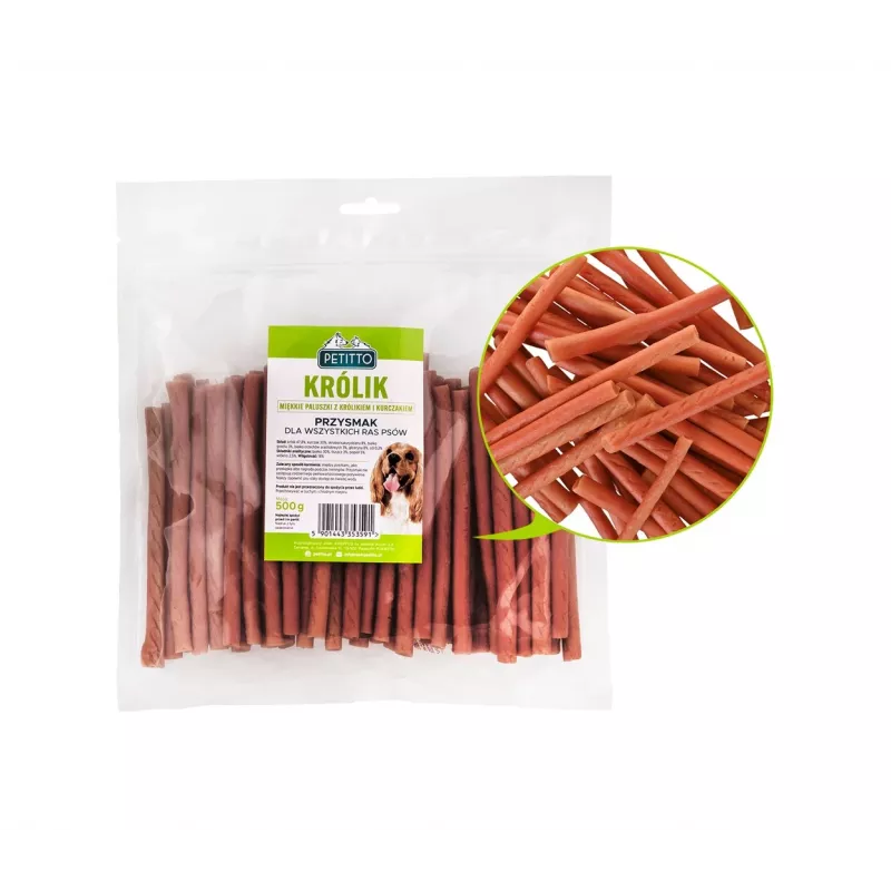 PETITTO Deditos blandos de conejo snack para perros, 500 g