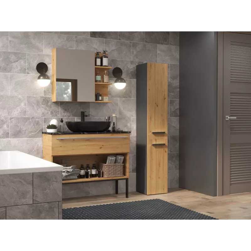 Top E Shop NEL IV ANTR/ART mueble de almacenaje para baño, grafito/roble