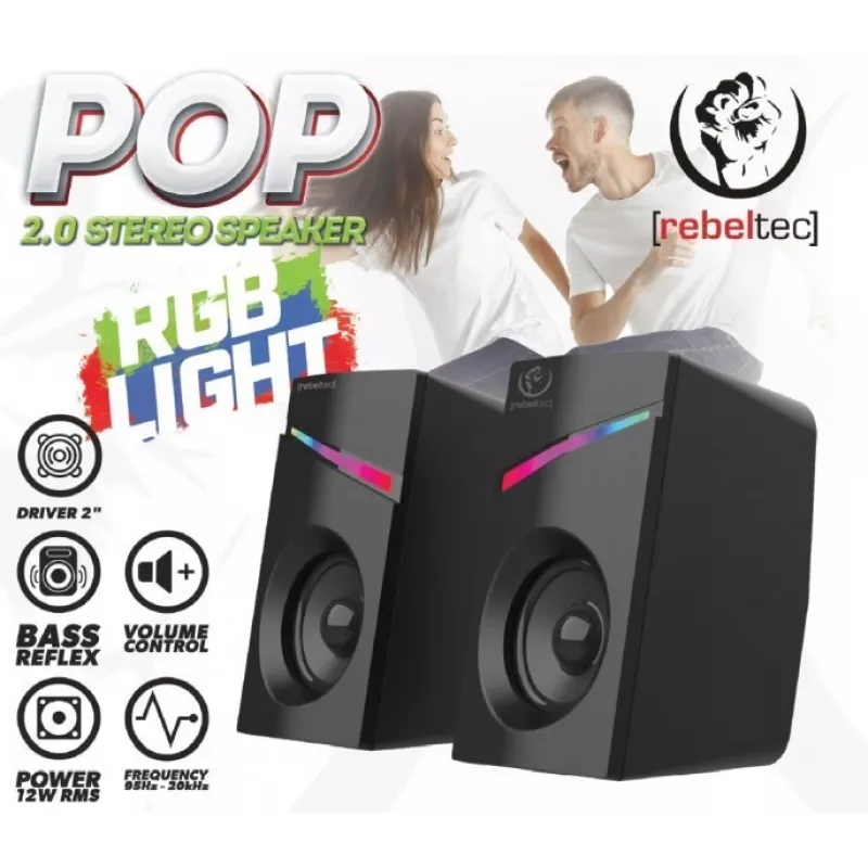 Altavoces estéreo 2.0 POP, RBLGLO00047, 20W