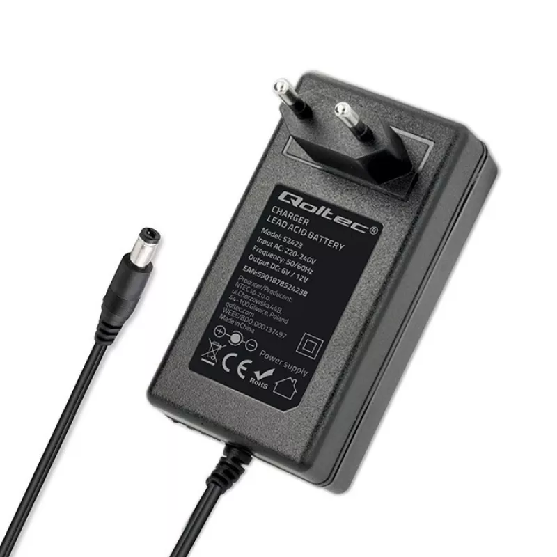 Cargador de baterías QOLTEC 52423 para baterías AGM/GEL/STD 6V/12V 1,5A