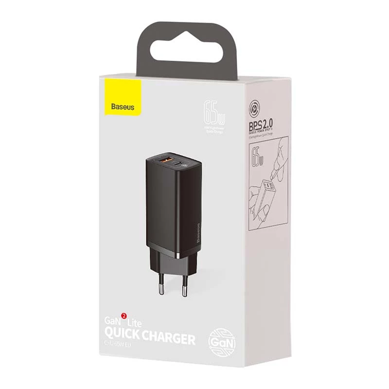 Baseus CCGAN2L-B01 Cargador para dispositivos móviles universal negro AC carga rápida para interiores