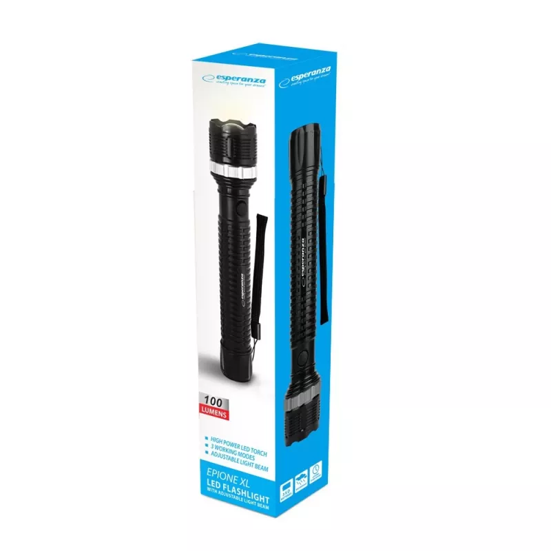 Linterna de mano Esperanza Epione XL LED 1.2W 100 lm 100 m negra, a pilas R20 (3)