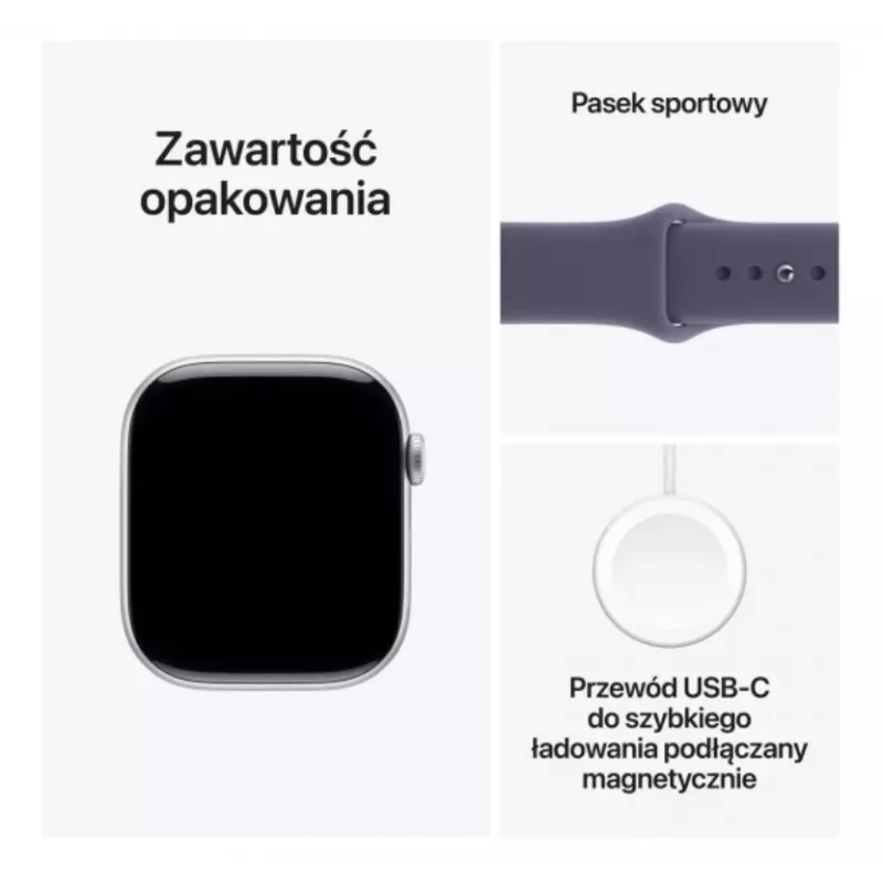 Apple Watch Series 11 GPS + Cellular 42mm caja de aluminio plateado con correa deportiva Purple Fog - M/L