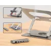 Soporte para portátil Unitek D1109B01 — soporte ajustable de aluminio con USB-C HDMI 4K PD 100W extraíble, 2x USB-A, RJ-45, para hasta 17