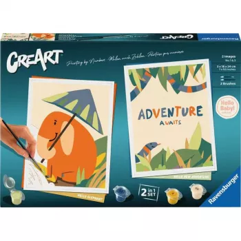 Set de pintura Ravensburger CreArt Hello Baby Safari — set de pintura para principiantes para bebés y niños pequeños
