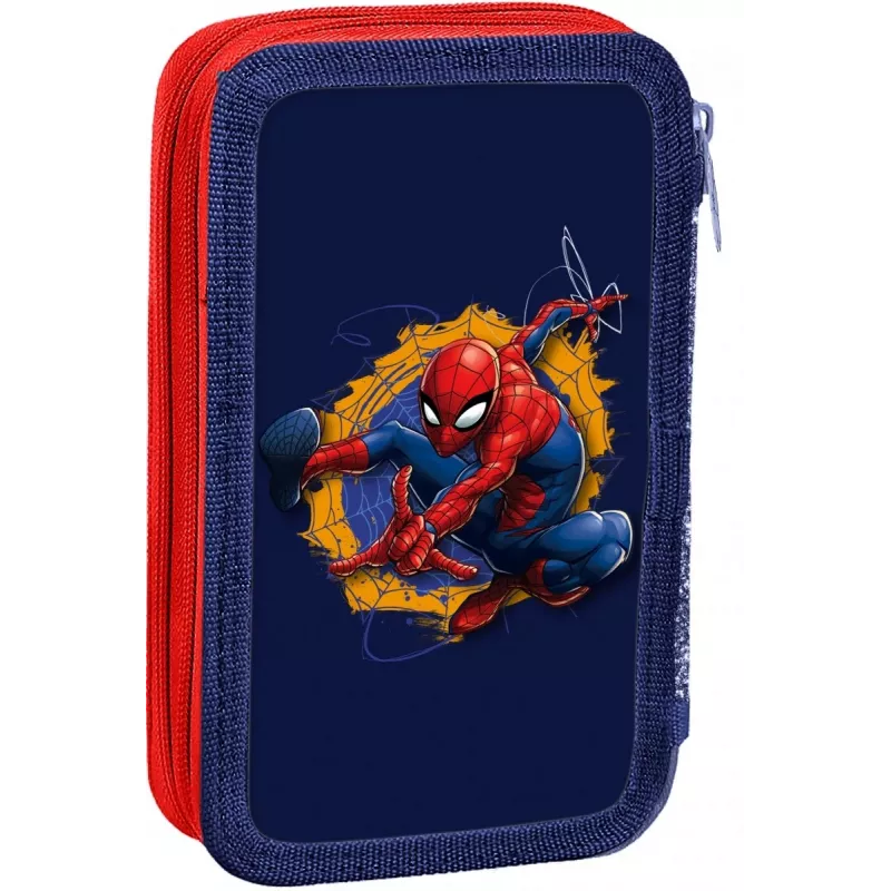 Estuche escolar Kids Euroswan 2 cremalleras con accesorios Spiderman rojo-azul
