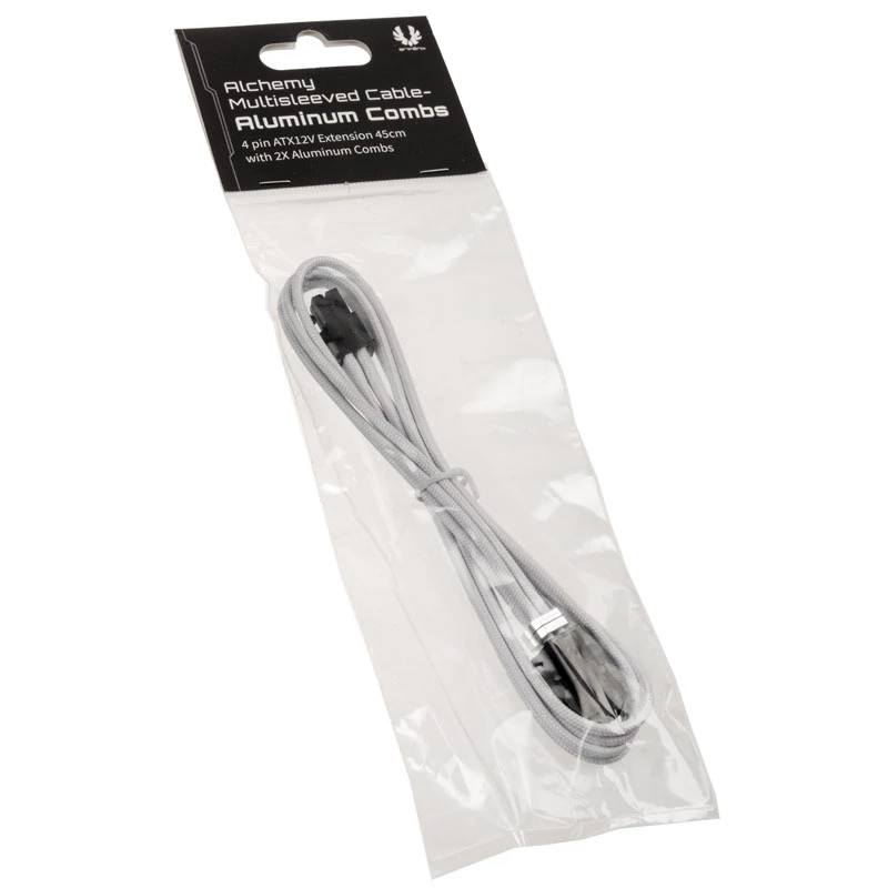 Cable de extensión BitFenix Alchemy 4 pines ATX12V, 45 cm, mallado - blanco