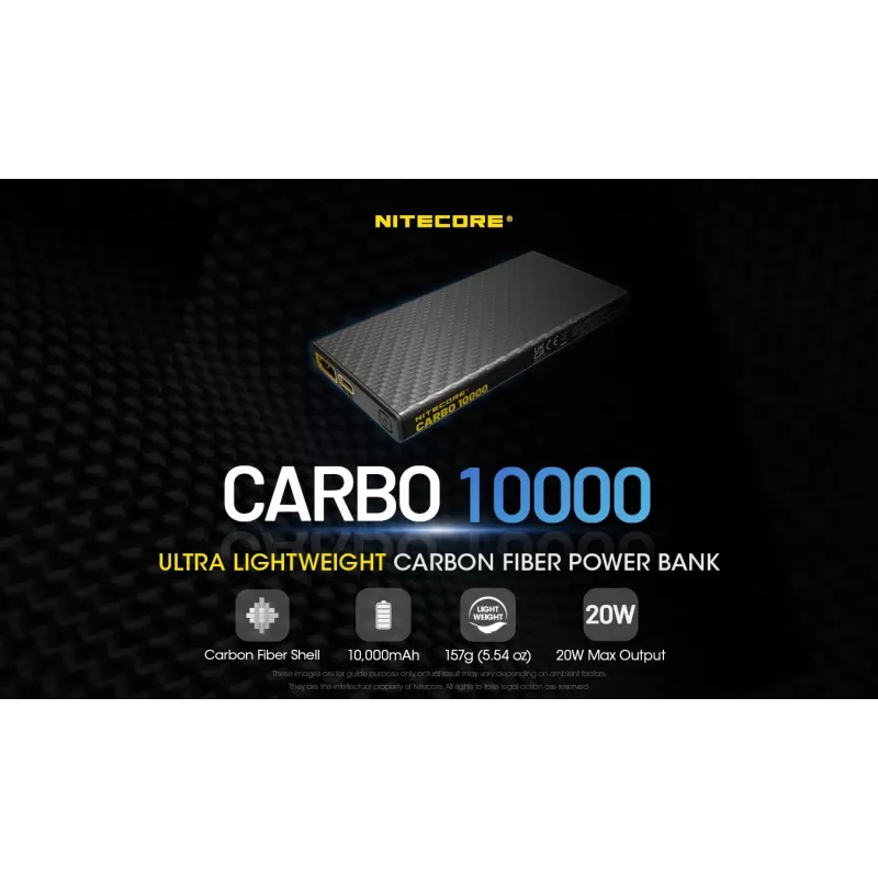 Nitecore CARBO 10000 batería externa, 10000 mAh, negra