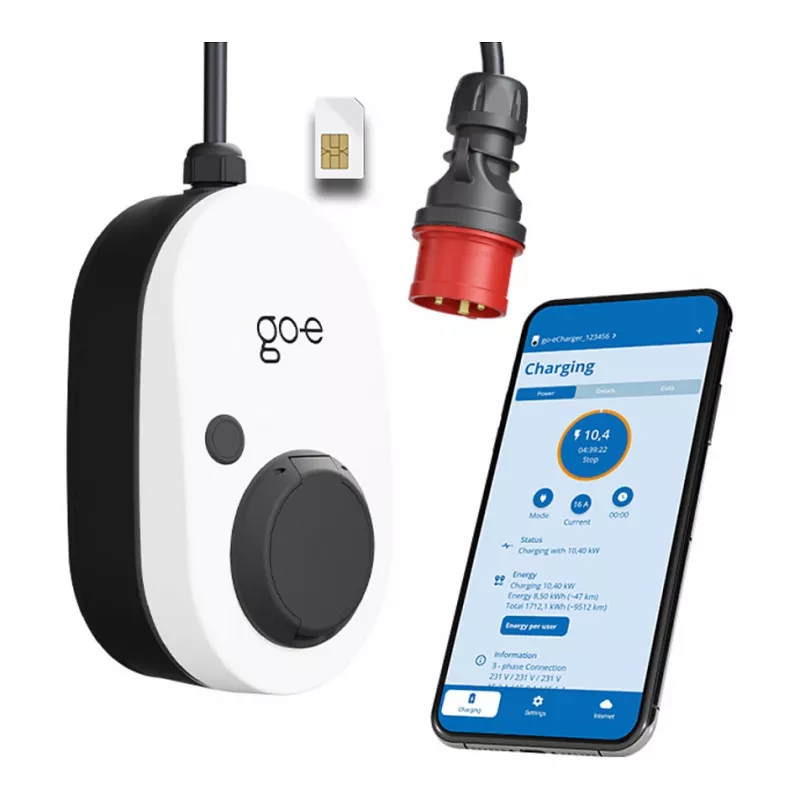 go-e Gemini flex 2.0 Negro Blanco Wallbox 11000W Type 2