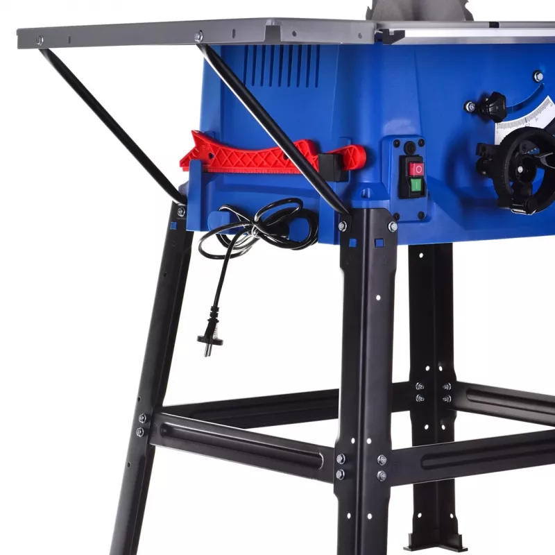 Sierra de mesa Scheppach HS100S Special Edition — 2000 W, hoja de sierra de 250 mm, profundidad de corte 85 mm, inglete 0–45°, soporte plegable