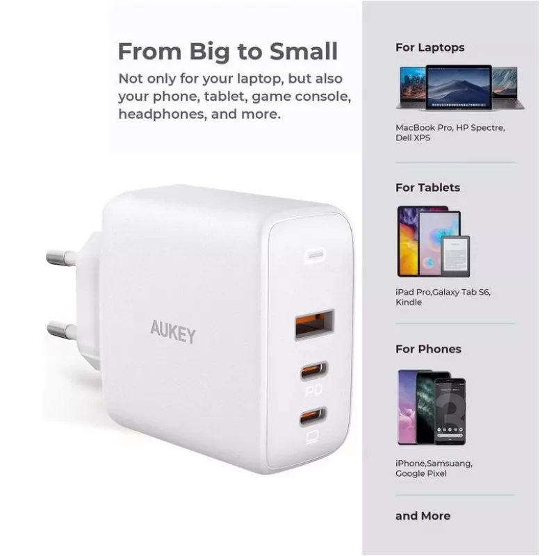 Cargador de pared ultrarrápido AUKEY PA-B6S blanco Omni a Mix GaN