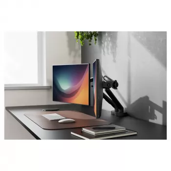 Soporte de monitor DIGITUS Dual Design para 2 pantallas de 35 pulgadas, pinza, 2 × 10 kg, VESA 75×75–100×100, inclinación -45–90°
