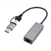 Gembird A-USB3AC-LAN-01 adaptador de red Gigabit USB 3.1 + Type-C, 1x RJ-45, 10/100/1000 Mbps, carcasa metálica, space grey